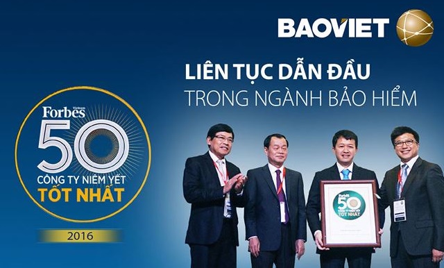 Bảo Việt 6 năm liên tiếp dẫn đầu lĩnh vực bảo hiểm trong Forbes 50