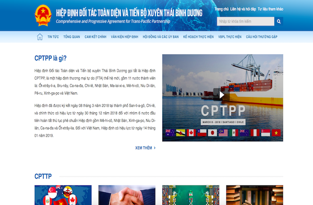 Đã có chuyên trang thông tin về Hiệp định CPTPP