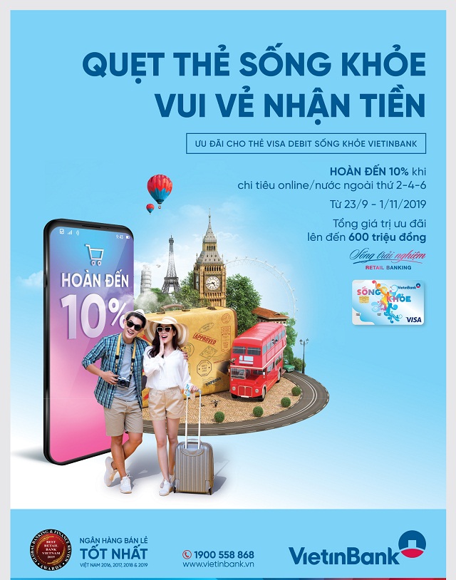 Hoàn đến 500.000 VND khi chi tiêu bằng thẻ Visa debit Sống khỏe