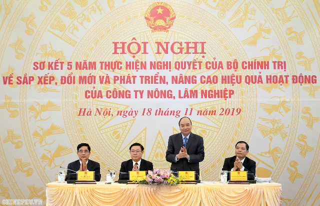 Thủ tướng chủ trì Hội nghị sơ kết 5 năm thực hiện Nghị quyết về các công ty nông, lâm nghiệp