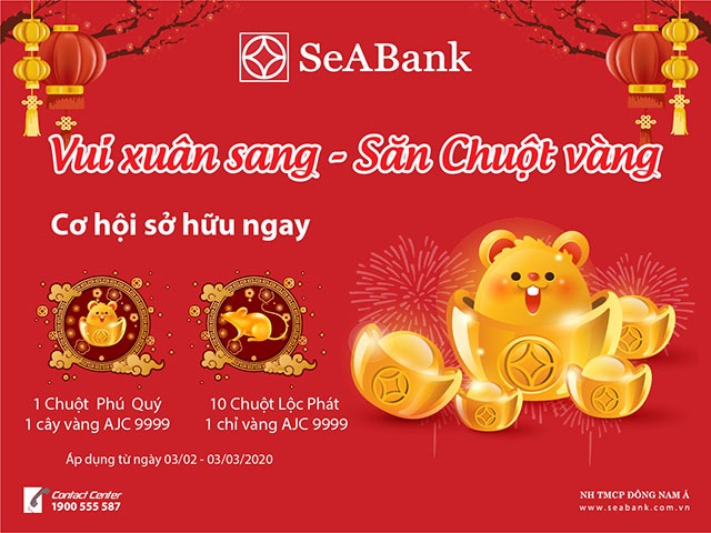 Dùng ngân hàng điện tử SeABank “Vui xuân sang, săn chuột vàng”