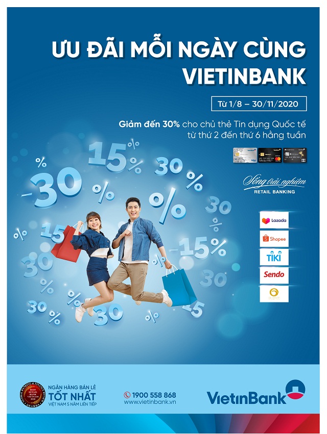 Ưu đãi mỗi ngày cùng thẻ Tín dụng Quốc tế VietinBank
