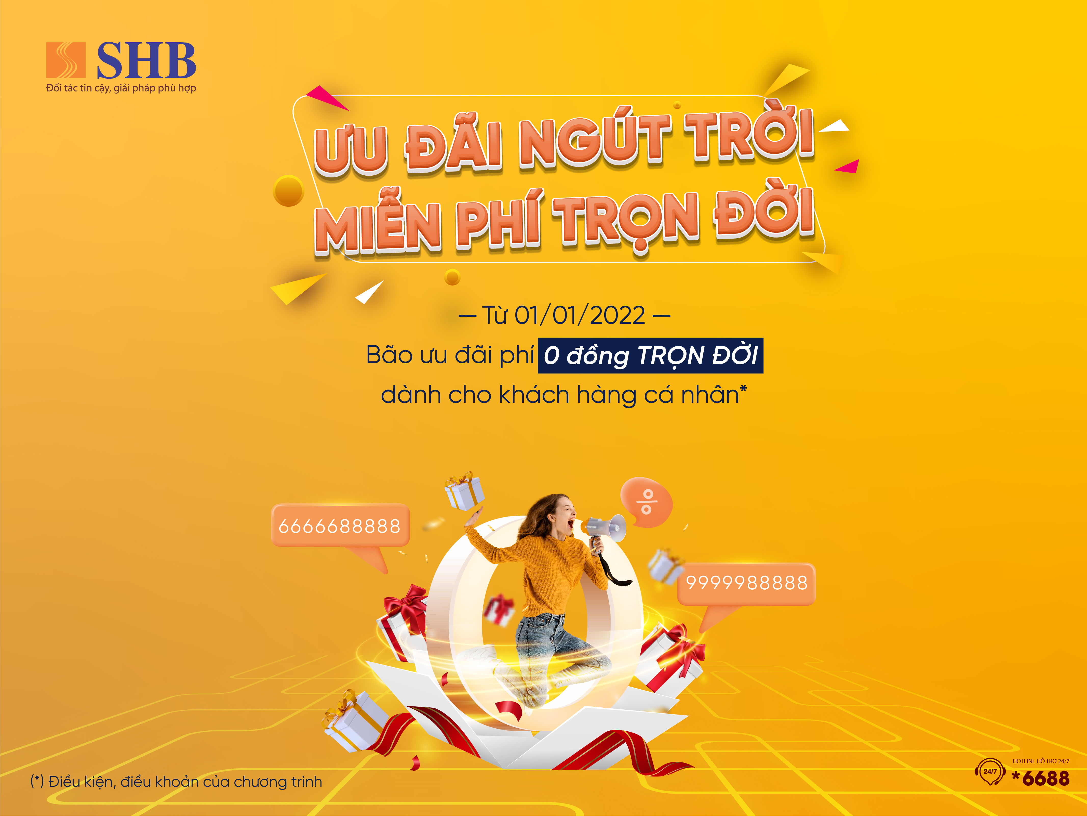 SHB miễn trọn đời phí chuyển tiền, tặng tài khoản số đẹp và hàng loạt siêu ưu đãi dành cho khách hàng cá nhân