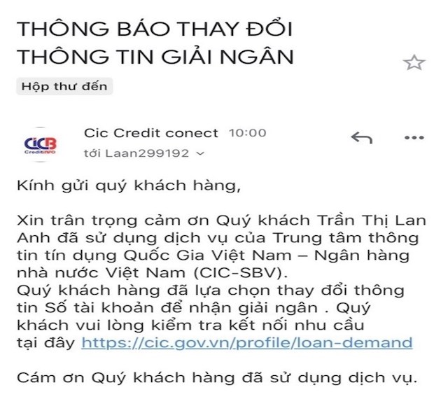 Cảnh báo mạo danh Trung tâm thông tin tín dụng để lừa tiền khách hàng