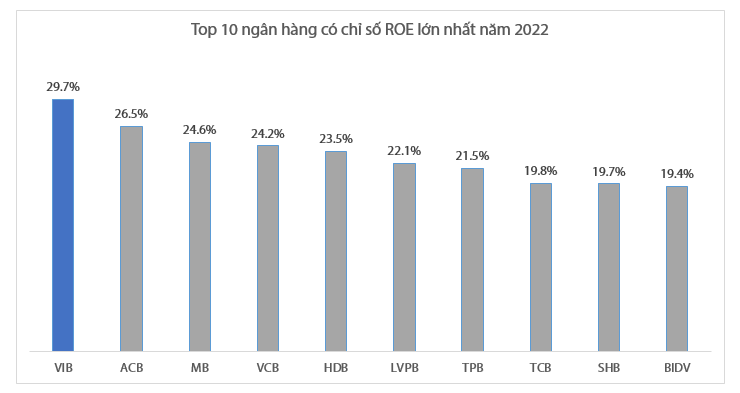 Những ngân hàng có ROE cao nhất năm 2022: VIB là quán quân, BIDV bứt tốc vào Top 10