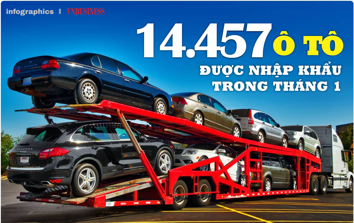 Nhập khẩu 14.457 ô tô trong tháng 1
