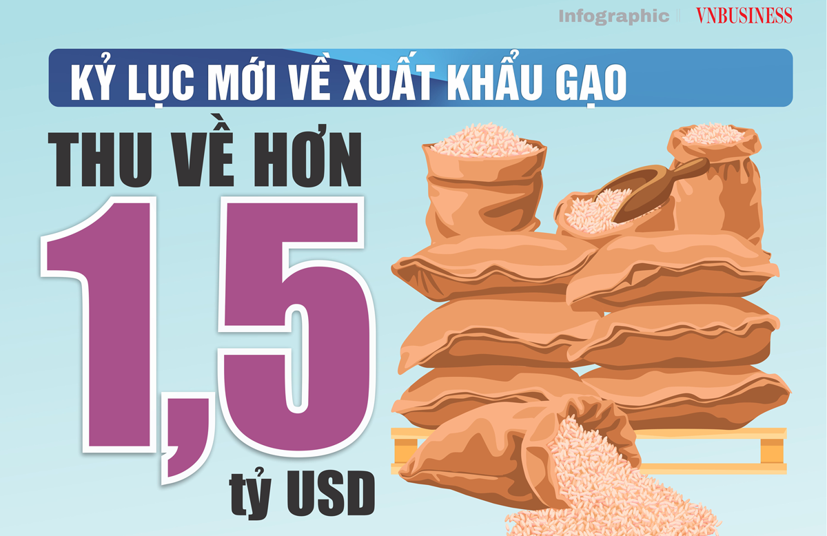 Kỷ lục mới về xuất khẩu gạo: Thu về hơn 1,5 tỷ USD