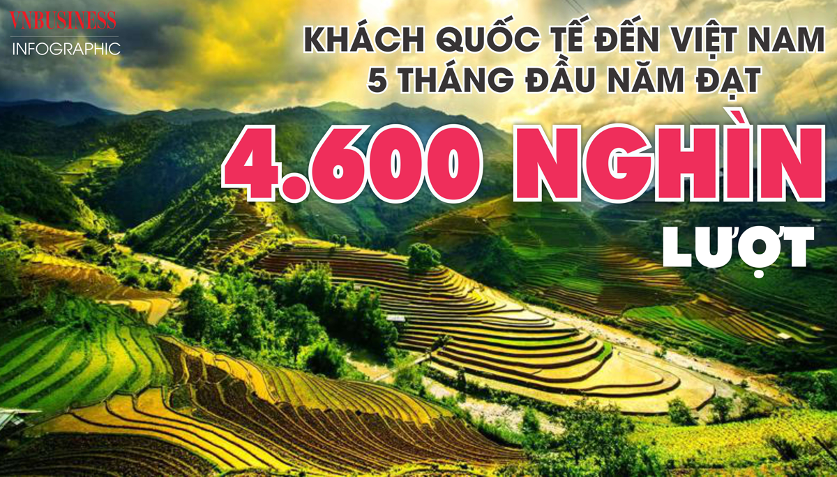 Khách quốc tế đến Việt Nam 5 tháng đầu năm đạt 4,6 triệu lượt