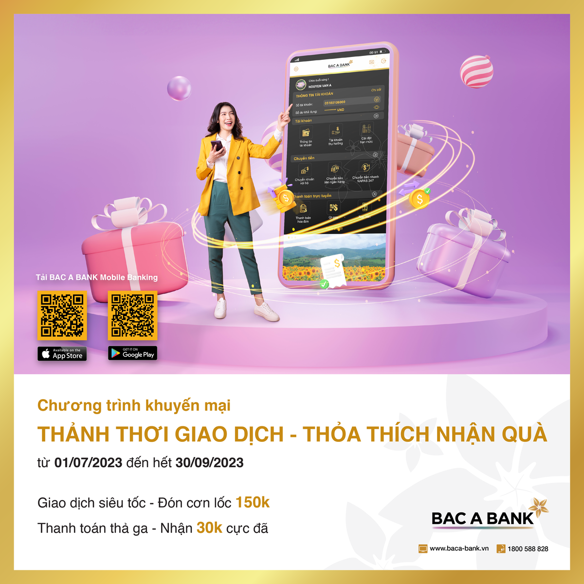 Thảnh thơi giao dịch- Thỏa thích nhận quà cùng BAC A BANK