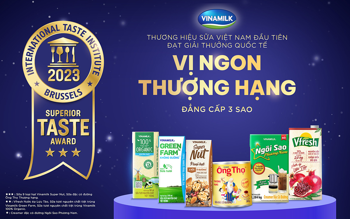 Vinamilk - Thương hiệu sữa việt nam đầu tiên có sản phẩm đạt 3 sao từ giải thưởng Superior Taste Award