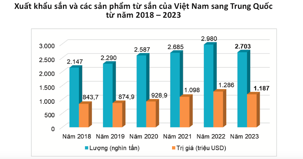 Giá xuất khẩu sắn sang Trung Quốc đạt mức cao nhất 5 năm qua
