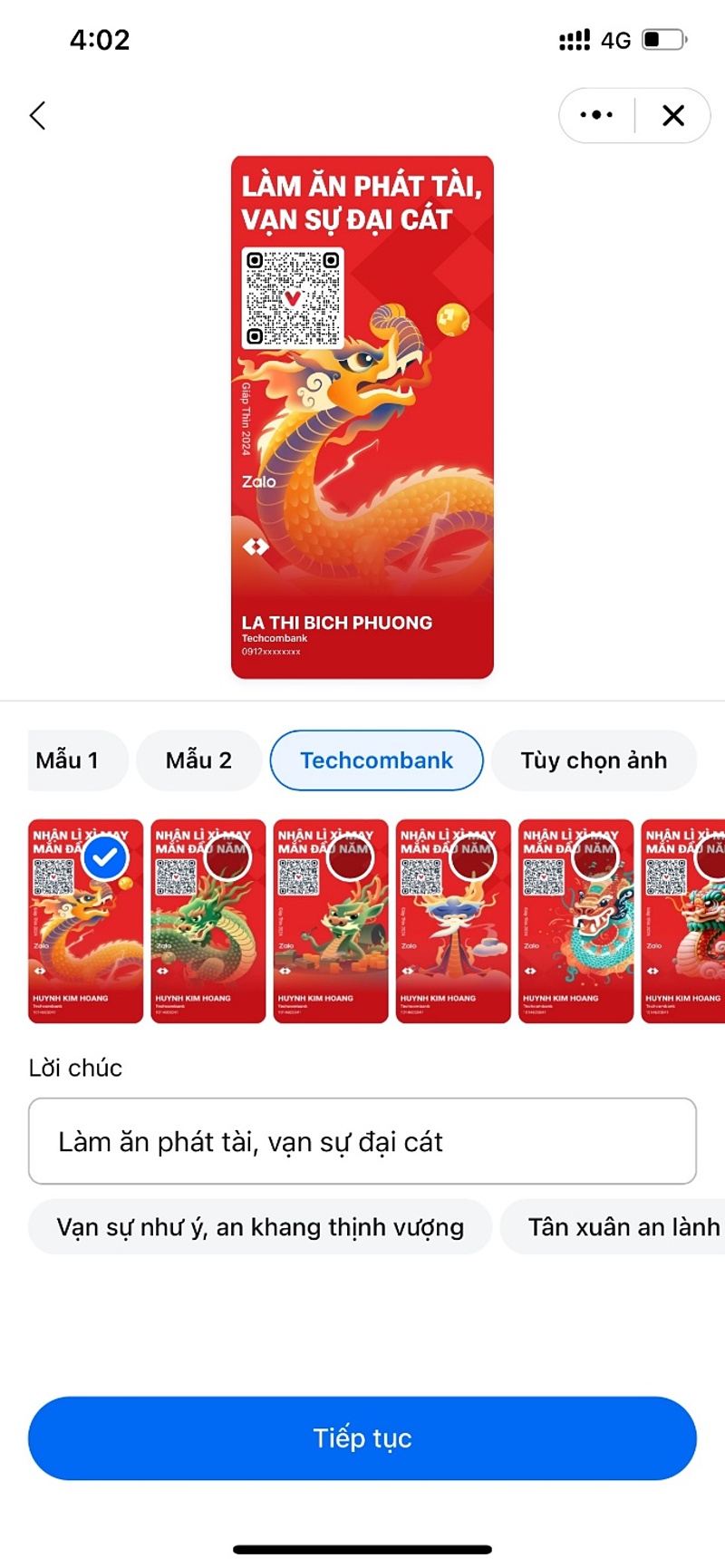 Tăng tốc độ chuyển tiền trên ứng dụng Techcombank Mobile nhờ liên kết thanh toán trên Zalo