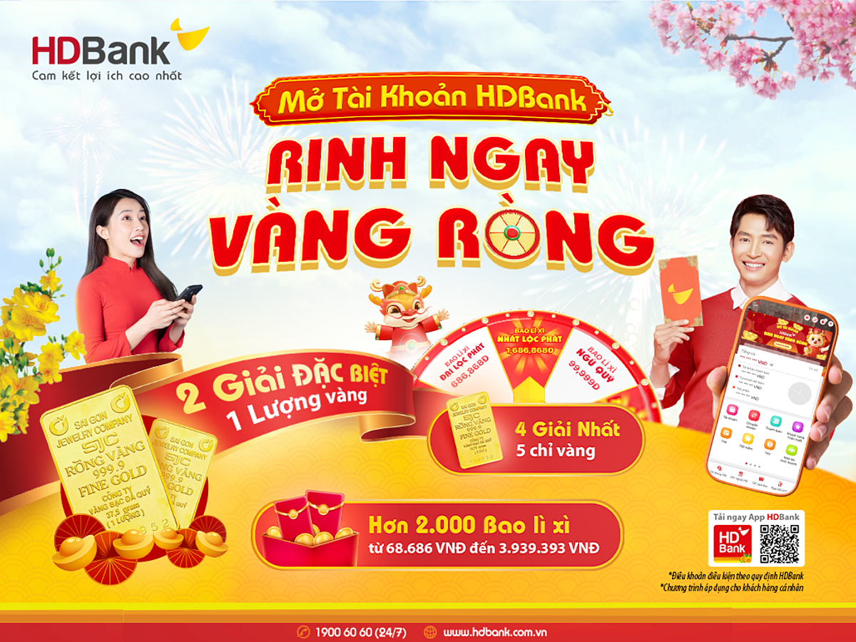 Hơn 100 khách hàng trúng vàng và hàng triệu đồng khi mở tài khoản HDBank