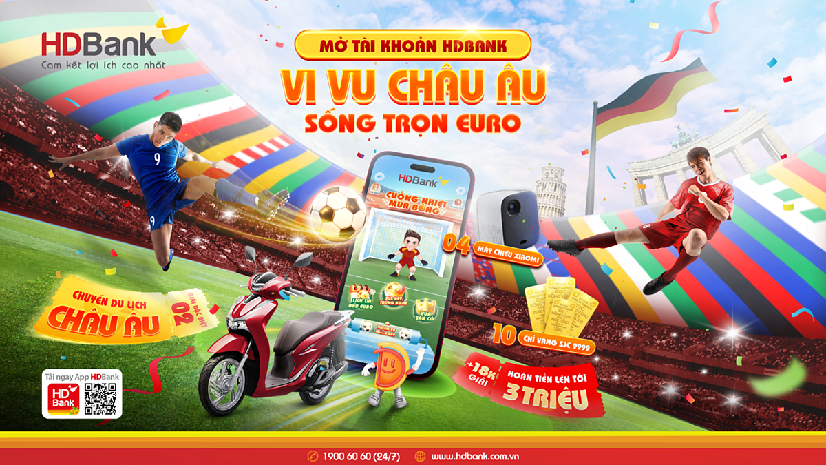 Thử tài phá lưới trên app HDBank, nắm cơ hội đến châu Âu sống trọn mùa Euro 2024