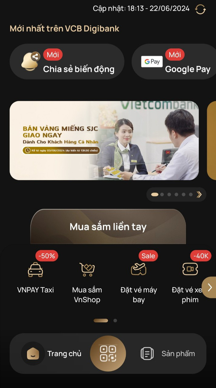 Một ngân hàng chính thức triển khai bán vàng qua app