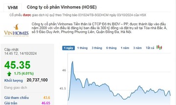 Cổ phiếu VHM không ngừng gia tăng sức mạnh, vốn hóa vươn lên vị trí thứ 4