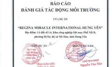 Phản hồi bài viết: “Regina Miracle International Việt Nam bị xử phạt 320 triệu đồng vì không có giấy phép môi trường”