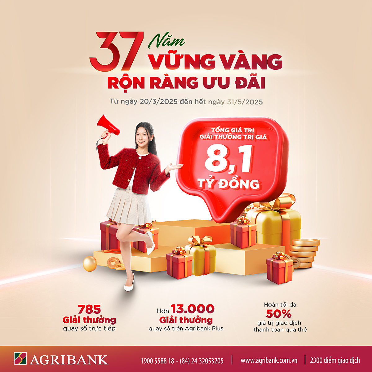 Agribank tri ân khách hàng với hơn 13.700 phần quà hấp dẫn nhân dịp sinh nhật 37 năm