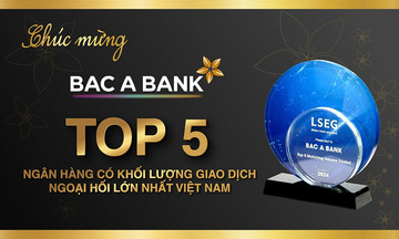 Bac A Bank thuộc top 5 ngân hàng có khối lượng giao dịch ngoại hối lớn nhất Việt Nam