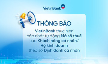 VietinBank thông báo về việc tự động cập nhật mã số thuế theo mã định danh cá nhân
