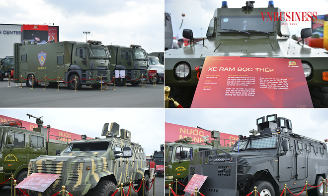 <p>
Không gian trưng bày của Bộ Công an với hàng loạt phương tiện thiết giáp hiện đại.</p>