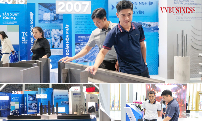 <p class="Normal">
Tập đoàn Hòa Phát mang tới triển lãm nhiều sản phẩm đa dạng như thép cuộn cán nóng HRC, cáp thép dự ứng lực và các loại thép chất lượng cao, đặc biệt là thép ray, thép hình. </p>