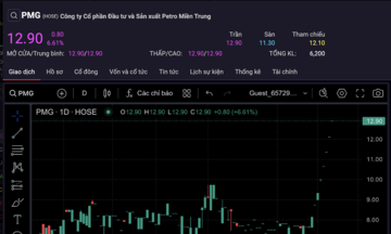 Thị giá cổ phiếu PMG tăng một mạch hơn 80% sau 8 phiên ‘tím’ liên tiếp