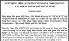 Ngân hàng China Construction Bank Corporation – Chi nhánh Thành phố Hồ Chí Minh