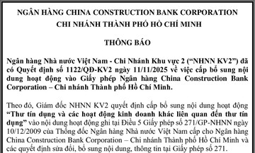 Ngân hàng China Construction Bank Corporation – Chi nhánh Thành phố Hồ Chí Minh