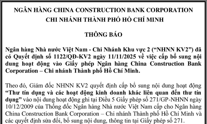 Ngân hàng China Construction Bank Corporation – Chi nhánh Thành phố Hồ Chí Minh